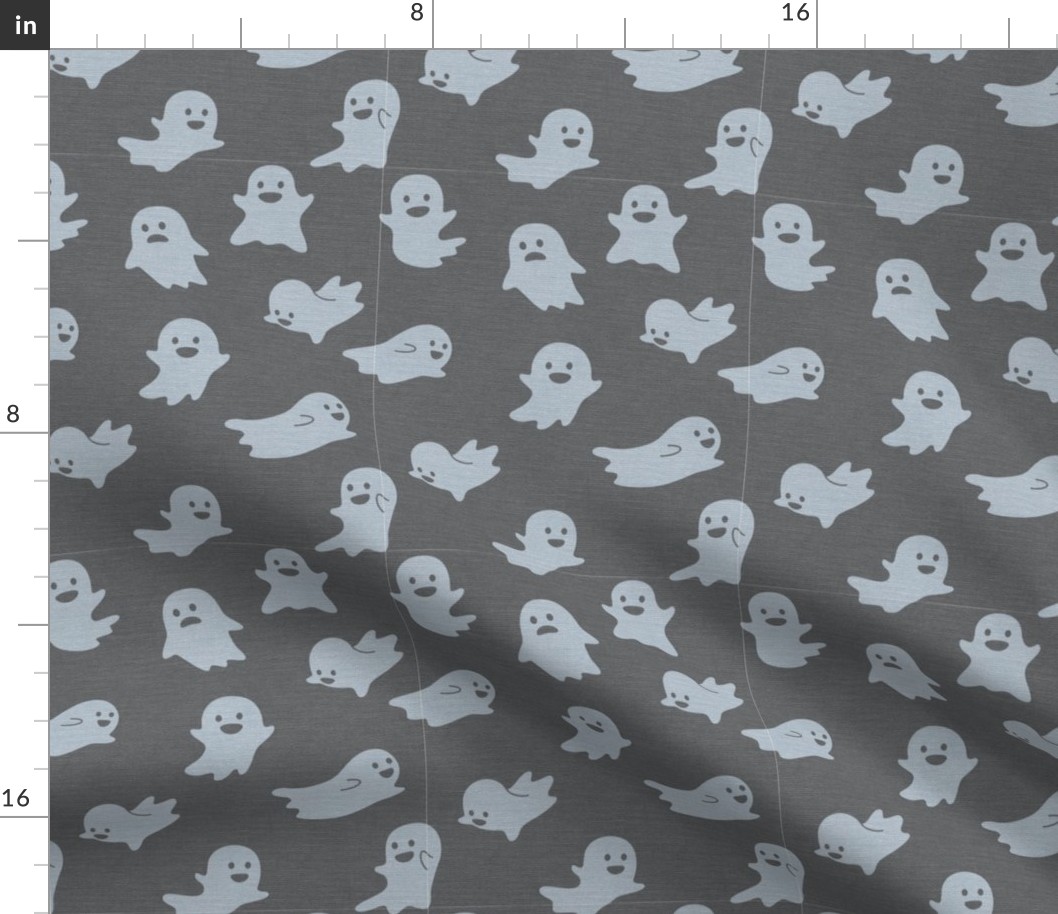 Halloween Ghost Cute Halloween Ghosts on Grey Linen Texture Background