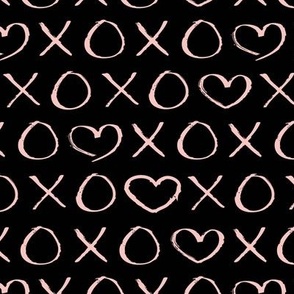Wild love - xoxo love and kisses raw painted text and hearts blush black 