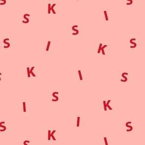 Abstract minimalist text kiss design - valentine love typography blush red 