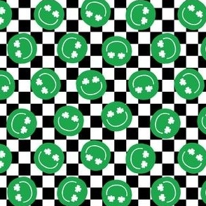 (small scale) Shamrock Happy Faces - black  grid - LAD22