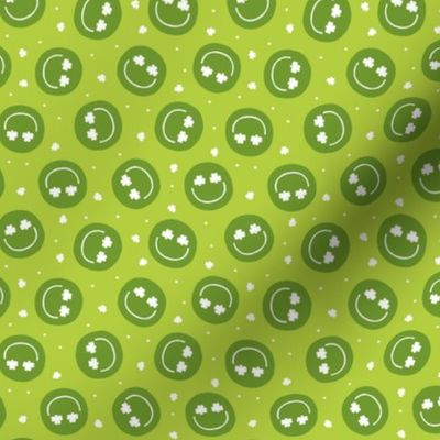 (small scale) Shamrock Happy Faces - lime green - LAD22