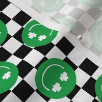 Shamrock Happy Faces - black  grid - LAD22