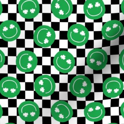 Shamrock Happy Faces - black  grid - LAD22