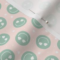 (small scale) Shamrock Happy Faces - pale pink - LAD22