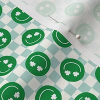 (small scale) Shamrock Happy Faces - mint grid - LAD22