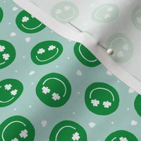 (small scale) Shamrock Happy Faces - green/mint - LAD22
