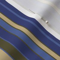 Eccentric Awning Stripe in Beige Khaki Green and Blue