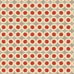 RETRO ABSTRACT DEVILED EGGS WATERCOLOR - RED, BEIGE AND GRAY, SMALL SCALE