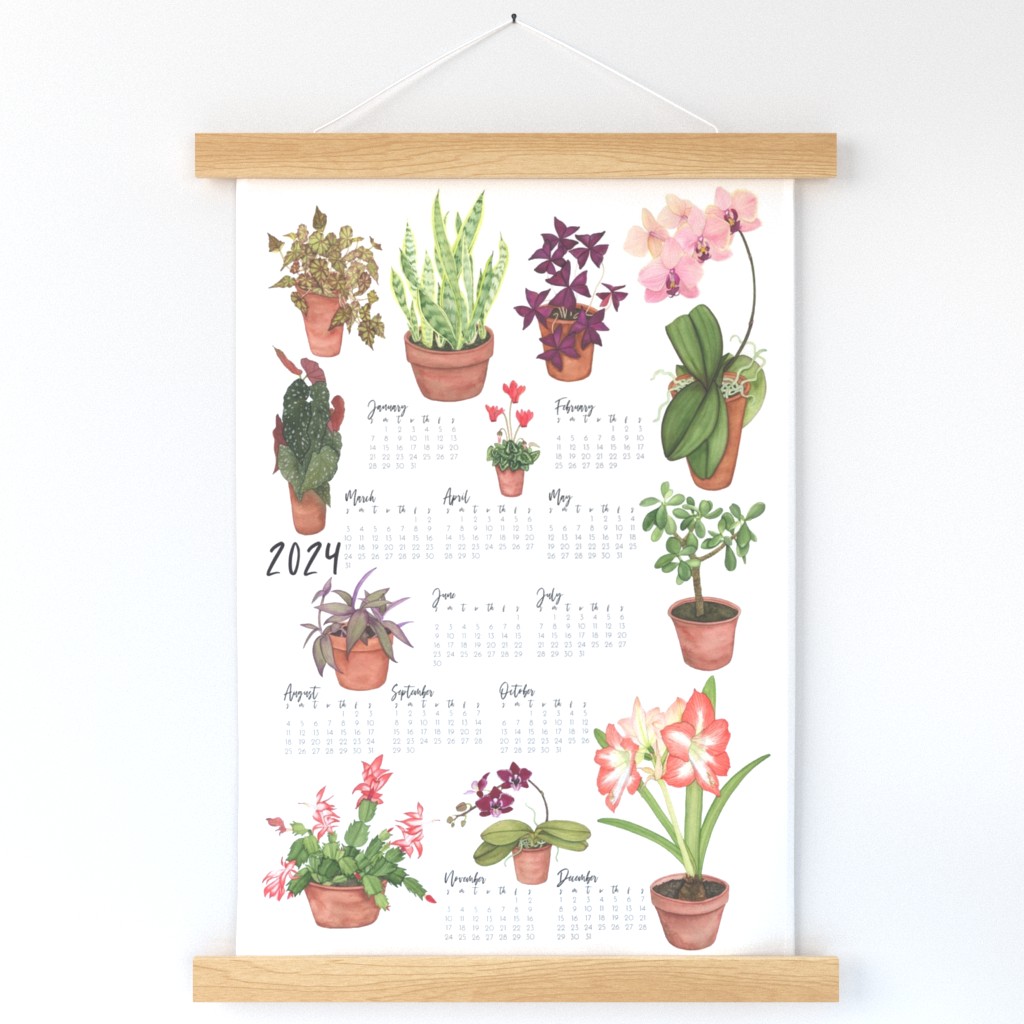 Watercolor Houseplants 2024 Calendar