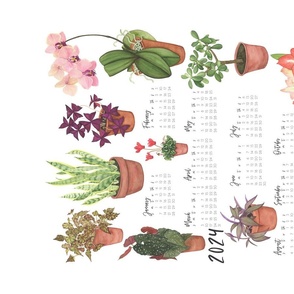 Watercolor Houseplants 2024 Calendar