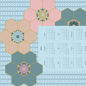 2023 Hexie Flower Calendar (tea towel or wall hanging)