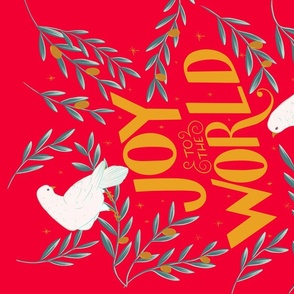 Peace Doves Joy to the World Christmas Tea Towel