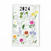 Birth Flowers Tea Towel Calendar 2024