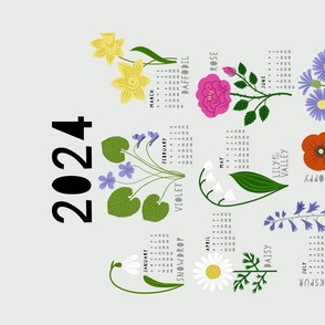 Birth Flowers Tea Towel Calendar 2024