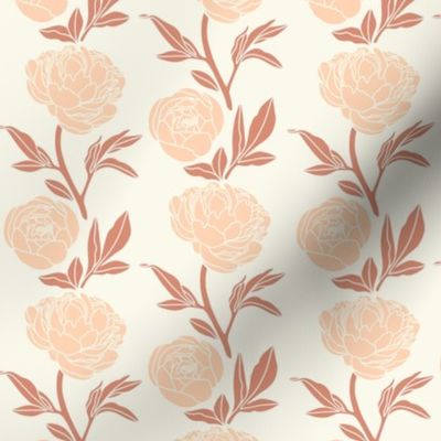 Woodblock peonies in blush and rose- small 