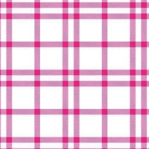 small // tartan plaid // white and hot pink