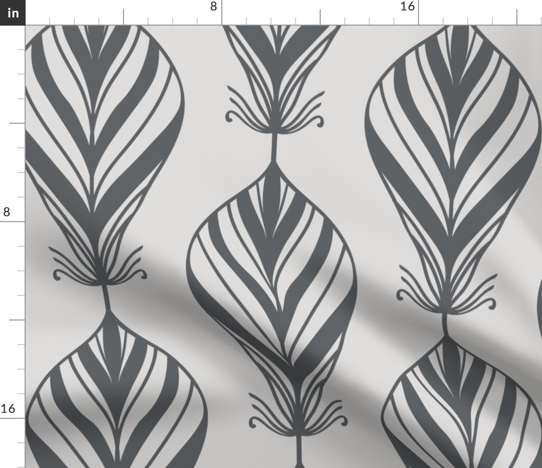 Simpe  Feather Design In Shades Of Grey