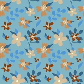 Blue and Tan Floral Fun