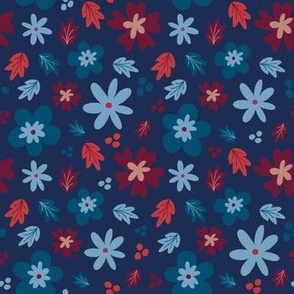 Blue and Red Christmas Flowers