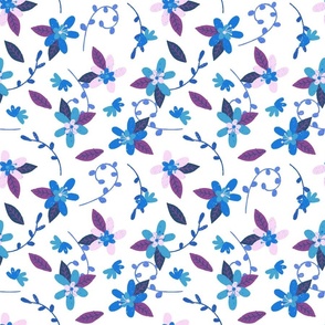 Blue and Purple Whimsical flowers