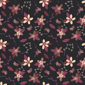 Maroon and Cream Whimsical Florals