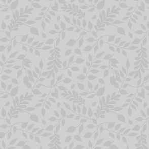 Simple Leaf Allover Pattern In Neutral Grey Smaller Scale