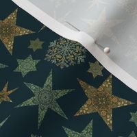 William Morris Tribute Nostalgic Christmas Star Pattern Emerald Green Smaller Scale