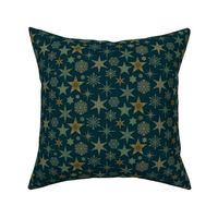 William Morris Tribute Nostalgic Christmas Star Pattern Emerald Green Smaller Scale