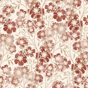 India Floral in Rust Red
