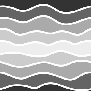 Modern Minimalist Hand-Drawn Waves // Wavy Lines // Gray, Black and White