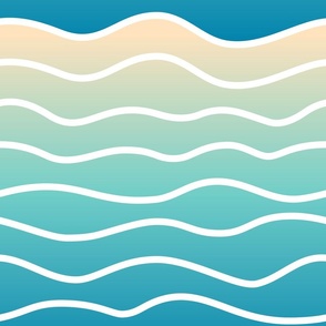 Modern Minimalist Hand-Drawn Waves //  Ombré Wavy Lines // Beach and Ocean Colors Gradient