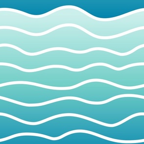 Modern Minimalist Hand-Drawn Waves // Wavy Lines // Ocean Colors Gradient