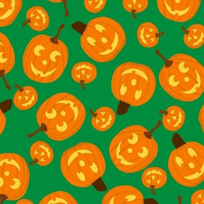 Lit Green Happy Jacks - Jack-o-Lantern Smiles