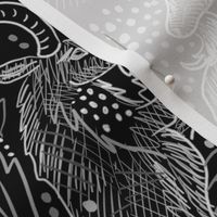 Midnight goat damask, subdued black and white lower contrast