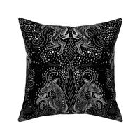 Midnight goat damask, subdued black and white lower contrast