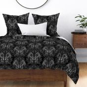 Midnight goat damask, subdued black and white lower contrast