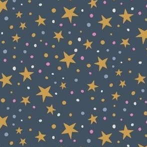 Stars and Dots on Blue