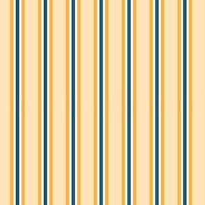 Favorite Things - Stripes - Wheat, Steel Blue, Marigold - ffe459, 175773, ffb13a