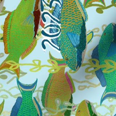 A Pack of Parrotfish, Wall  Hanging Calendar by Su_G_SuSchaefer_2022