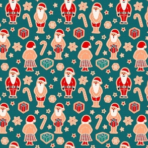 Santa doesn‘t know what to wear - teal christmas 7 inch (6 inch wallpaper)