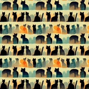 Cat silhouettes in watercolor 1