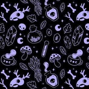 Witchy Ingredients - Black and Purple (Medium Scale)