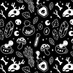 Witchy Ingredients - Black and White (Medium Scale)