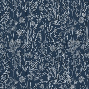  Woodlands Floral Small white on navy