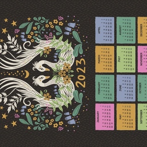 2023 Graceful Swan Calendar, on Black