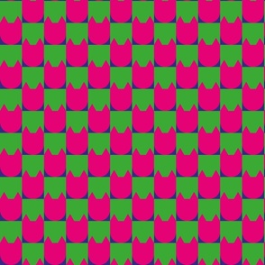 Checker cat abstract - pink