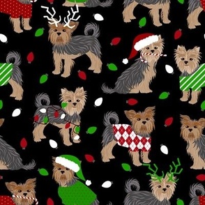 Yorkie Christmas Yorkshire Terrier Dog Black