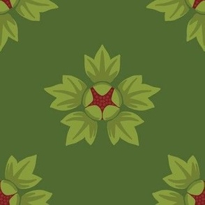 Wild Strawberry // mossy green background // medium scale // 6.6"