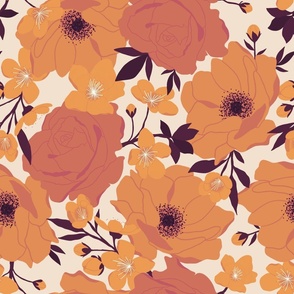 True Romance - Floral - Orange Large