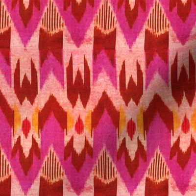 Pink peach brown ikat 